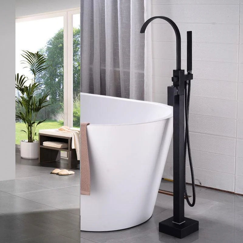 Modern Freestanding Tub Filler Trim Brass Floor Mounted with Risers Freestanding Tap -Bathlova