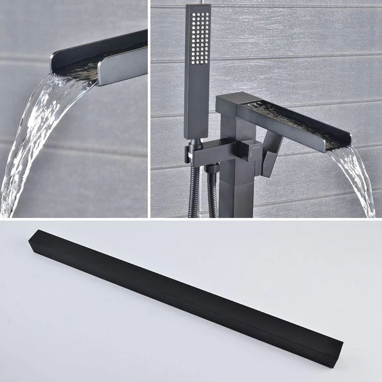 Modern Freestanding Tub Filler Trim Copper Floor Mounted Freestanding Bathtub Tap -Bathlova