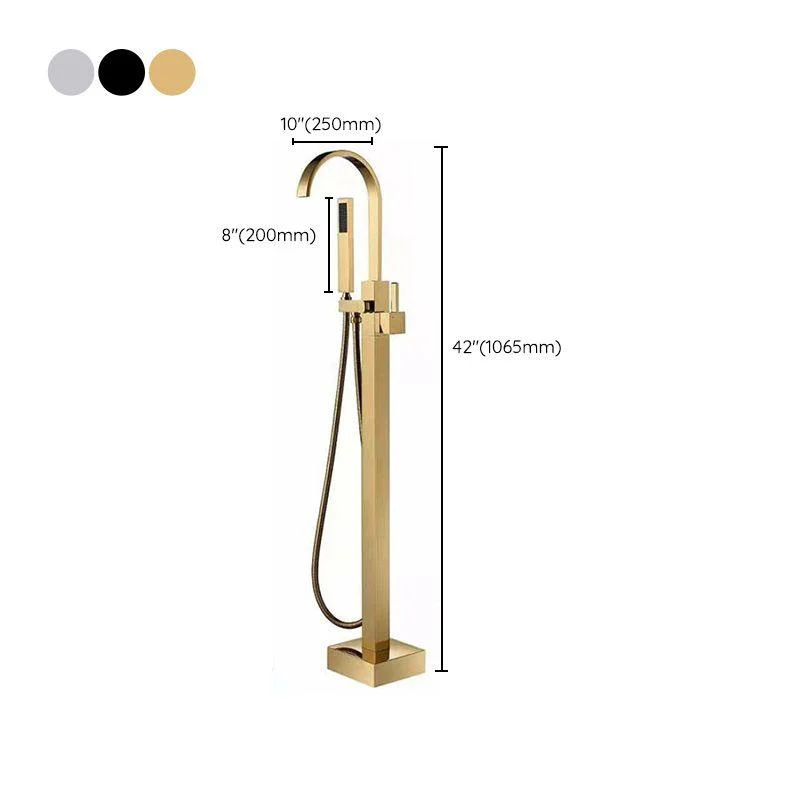 Modern Freestanding Tub Filler Trim Copper Floor Mounted Freestanding Bathtub Tap -Bathlova