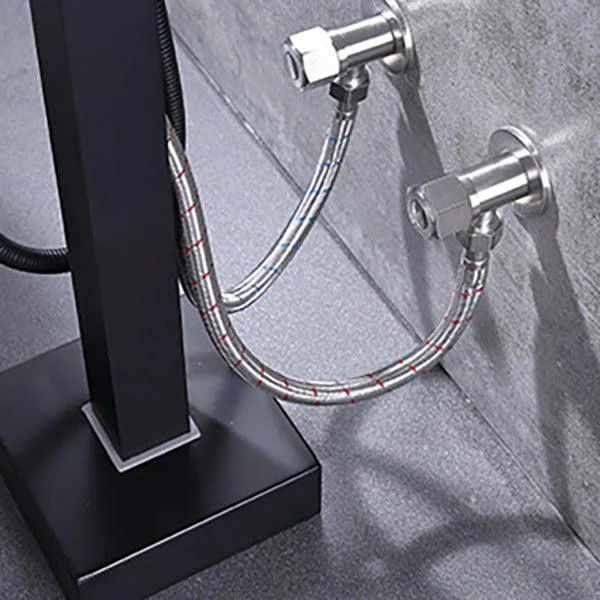 Modern Freestanding Tub Filler Trim Copper Floor Mounted Freestanding Bathtub Tap -Bathlova