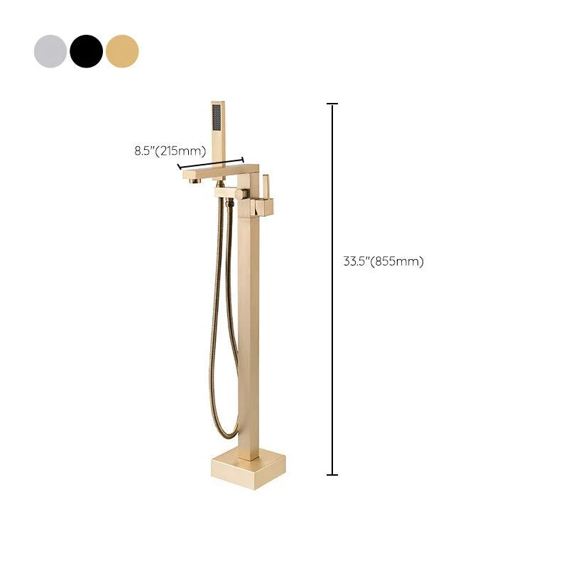 Modern Freestanding Tub Filler Trim Copper Floor Mounted Freestanding Bathtub Tap -Bathlova