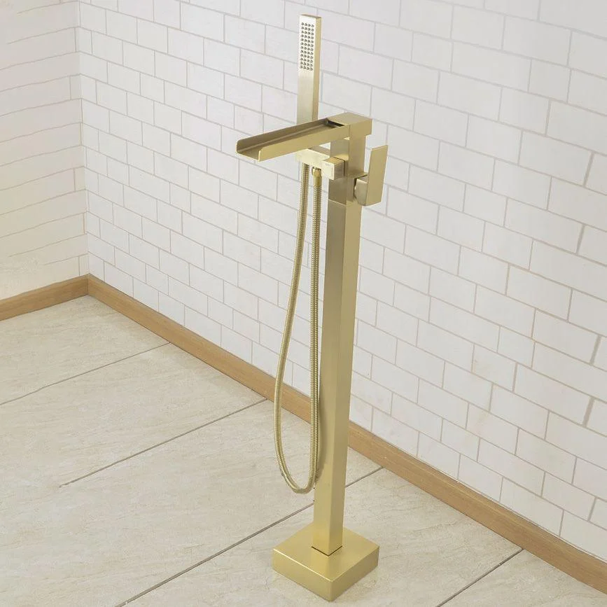 Modern Freestanding Tub Filler Trim Copper Floor Mounted Freestanding Bathtub Tap -Bathlova