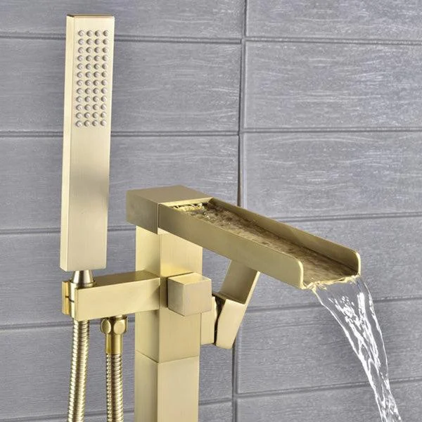 Modern Freestanding Tub Filler Trim Copper Floor Mounted Freestanding Bathtub Tap -Bathlova