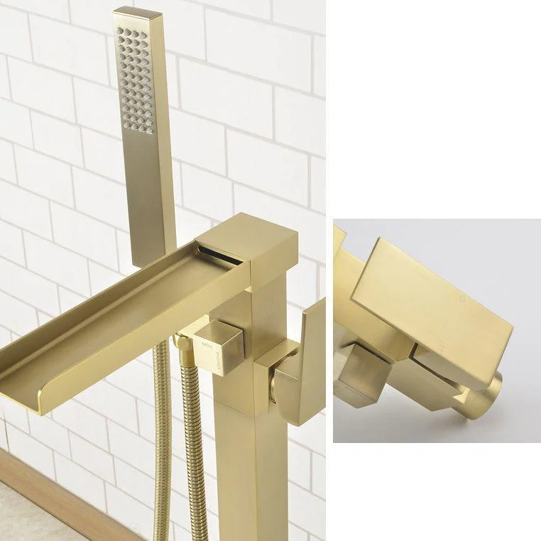 Modern Freestanding Tub Filler Trim Copper Floor Mounted Freestanding Bathtub Tap -Bathlova