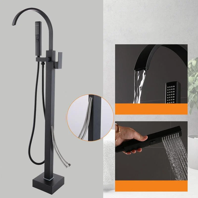 Modern Freestanding Tub Filler Trim Copper Floor Mounted Freestanding Bathtub Tap -Bathlova