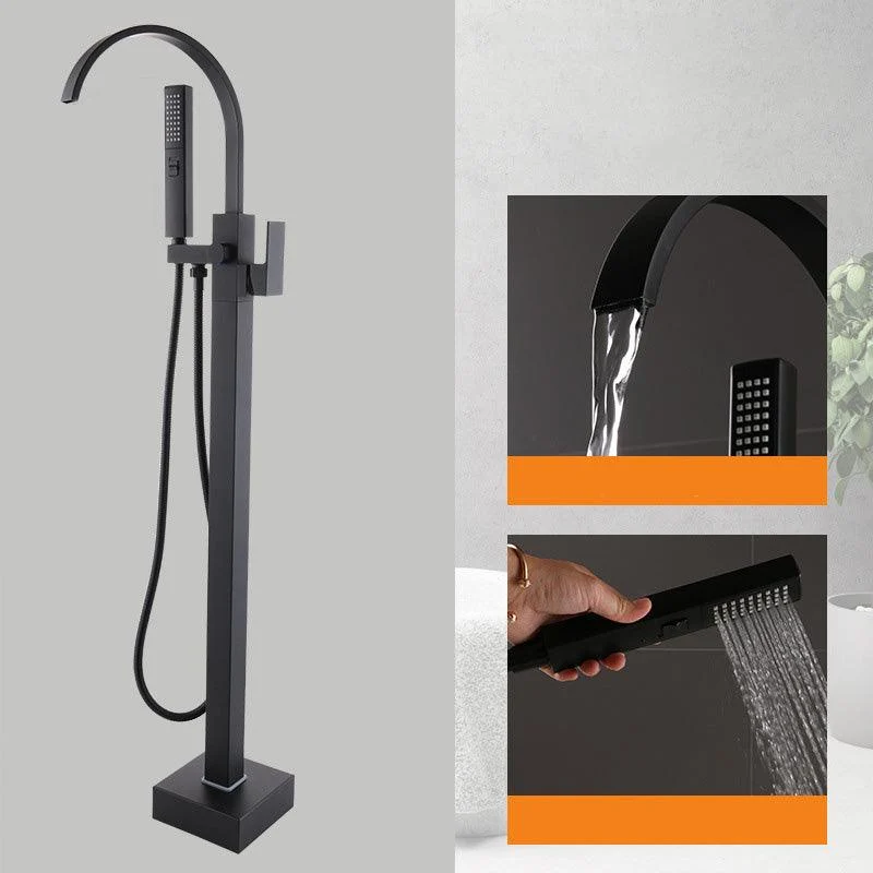 Modern Freestanding Tub Filler Trim Copper Floor Mounted Freestanding Bathtub Tap -Bathlova