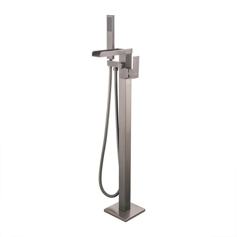 Modern Freestanding Tub Filler Trim Copper Floor Mounted with Handshower Bathroom Tap -Bathlova