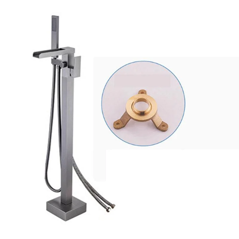 Modern Freestanding Tub Filler Trim Copper Floor Mounted with Handshower Bathroom Tap -Bathlova