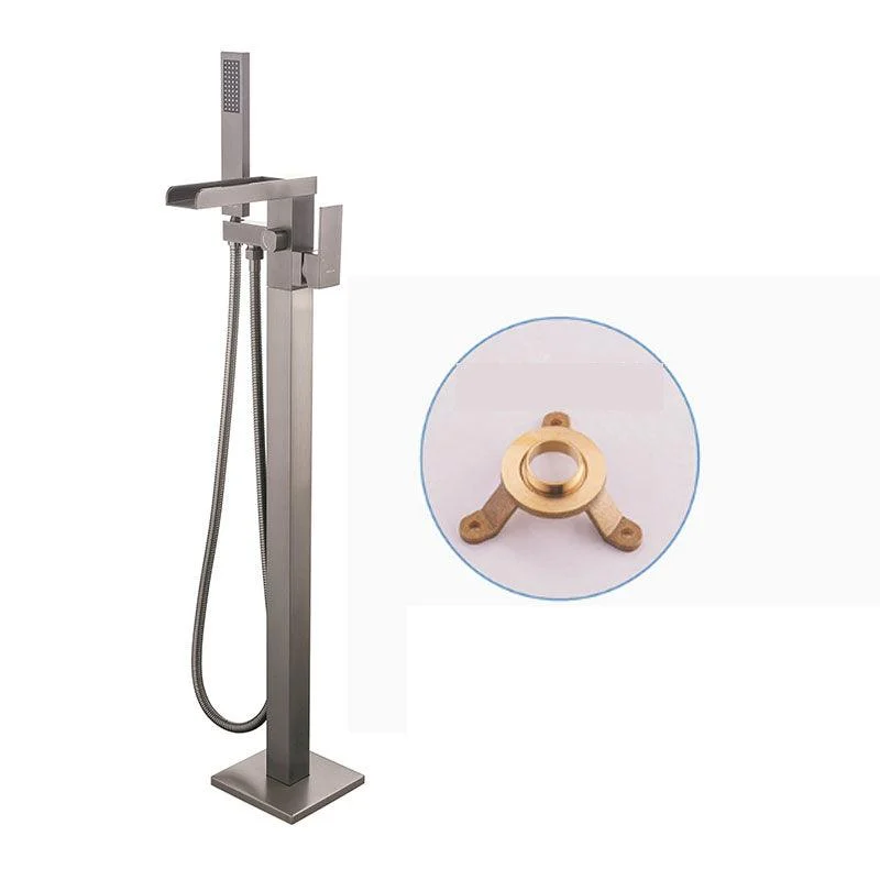 Modern Freestanding Tub Filler Trim Copper Floor Mounted with Handshower Bathroom Tap -Bathlova