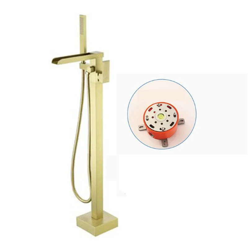 Modern Freestanding Tub Filler Trim Copper Floor Mounted with Handshower Bathroom Tap -Bathlova