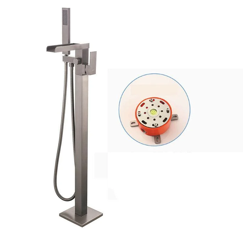 Modern Freestanding Tub Filler Trim Copper Floor Mounted with Handshower Bathroom Tap -Bathlova