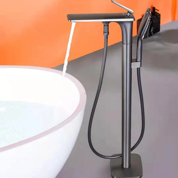 Modern Freestanding Tub Filler Trim Copper with Hand Shower Floor Mount Tub Filler -Bathlova