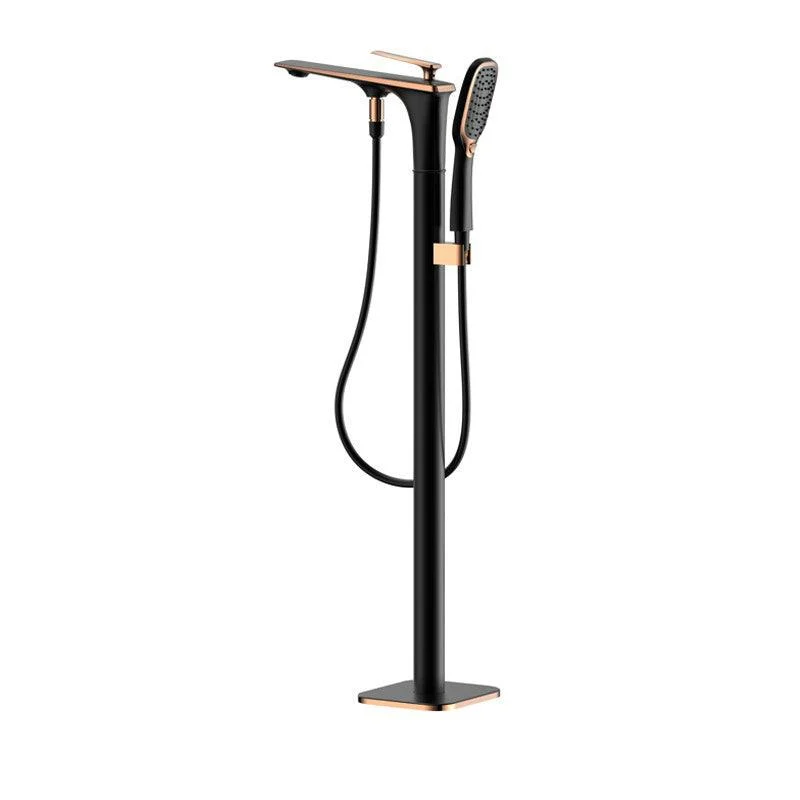 Modern Freestanding Tub Filler Trim Copper with Hand Shower Floor Mount Tub Filler -Bathlova