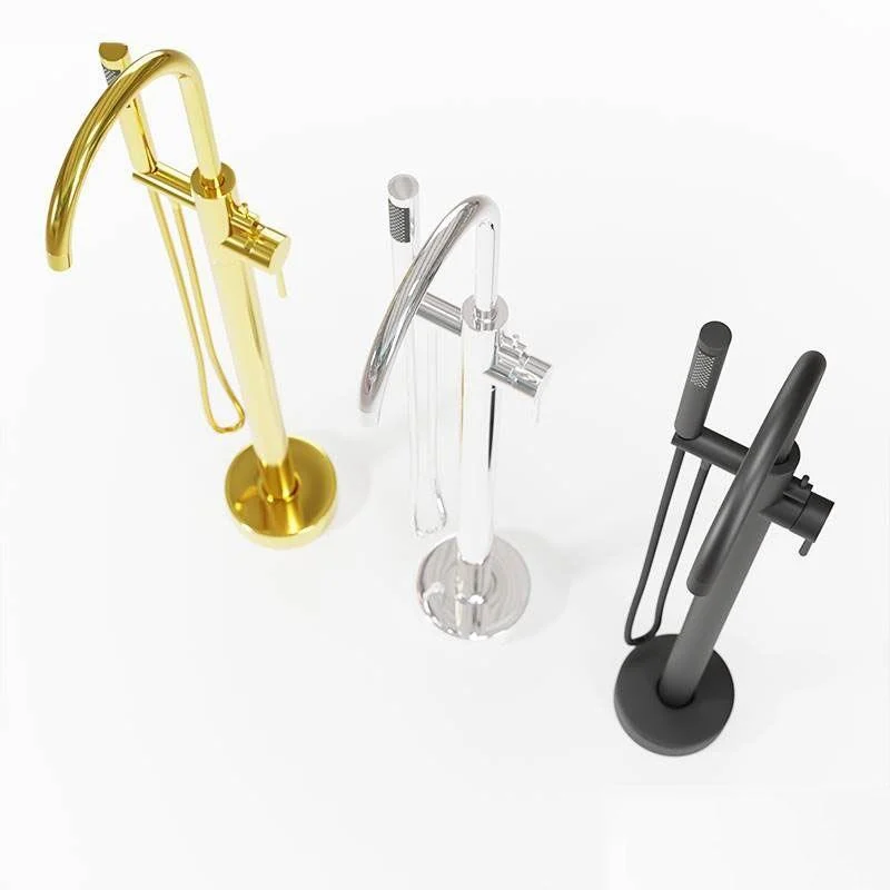 Modern Freestanding Tub Filler with 2 Handles Floor Mounted Bathroom Tap -Bathlova