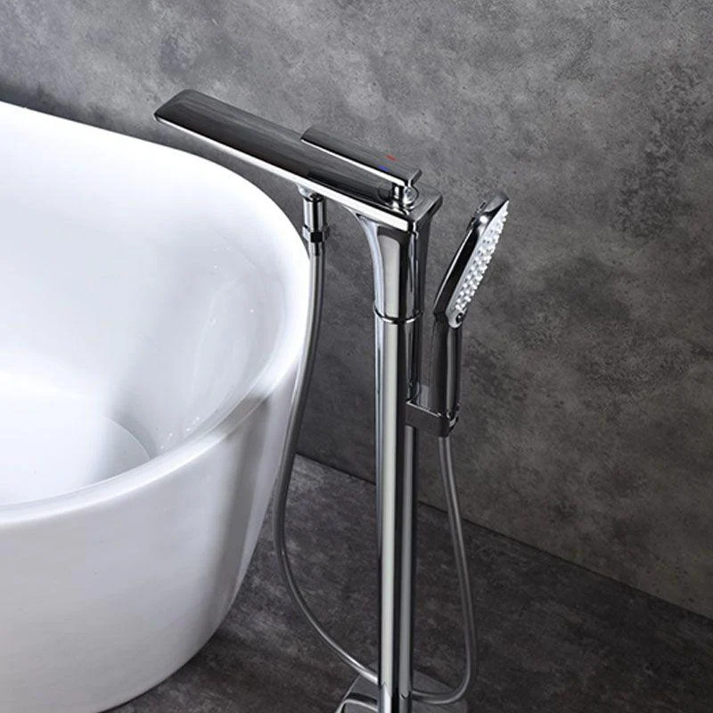 Modern Freestanding Tub Filler with Hand Shower Floor Mounted Bathroom Tap -Bathlova