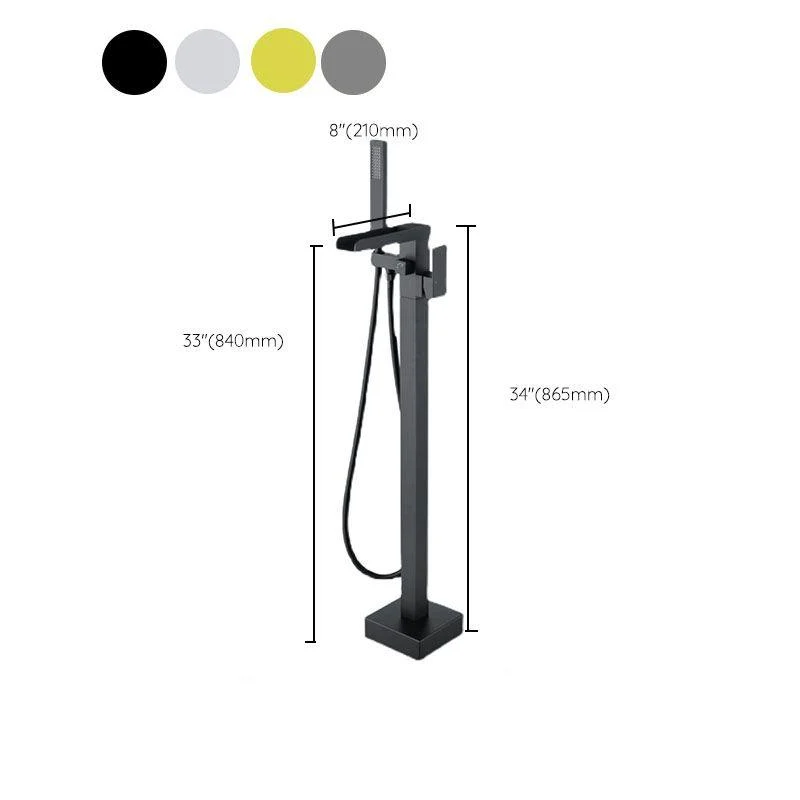 Modern Freestanding Tub Filler with Hand Shower Floor Mounted Bathroom Tap -Bathlova