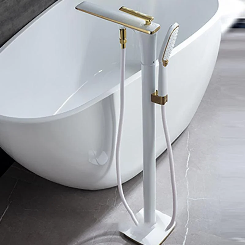 Modern Freestanding Tub Filler with Hand Shower Floor Mounted Bathroom Tap -Bathlova