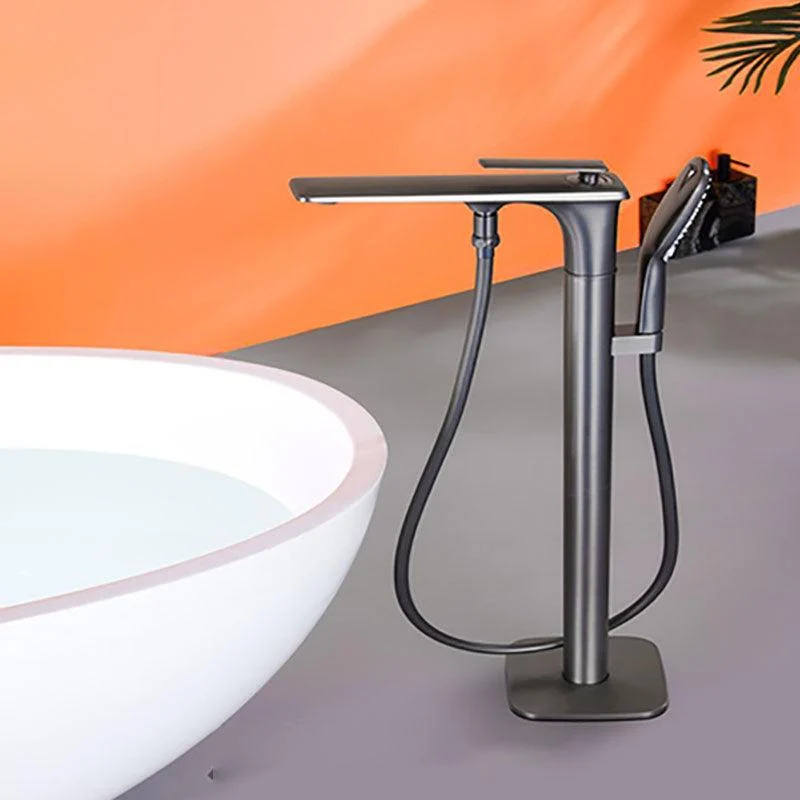 Modern Freestanding Tub Filler with Hand Shower Floor Mounted Bathroom Tap -Bathlova