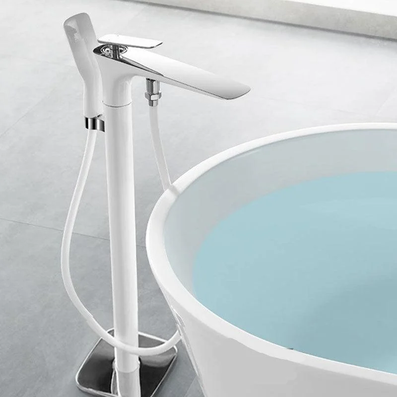 Modern Freestanding Tub Filler with Hand Shower Floor Mounted Bathroom Tap -Bathlova