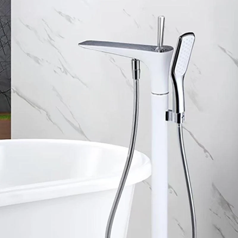 Modern Freestanding Tub Filler with Hand Shower Floor Mounted Bathroom Tap -Bathlova