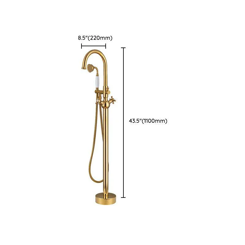 Modern Freestanding Tub Fillers Copper Floor Mounted with Handshower Bathtub Tap -Bathlova