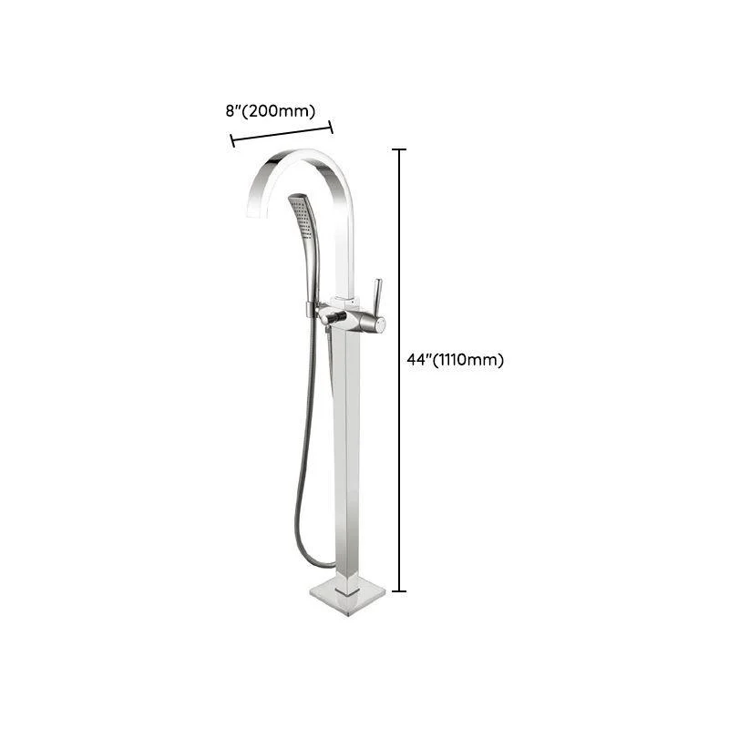 Modern Freestanding Tub Fillers Copper Floor Mounted with Handshower Bathtub Tap -Bathlova