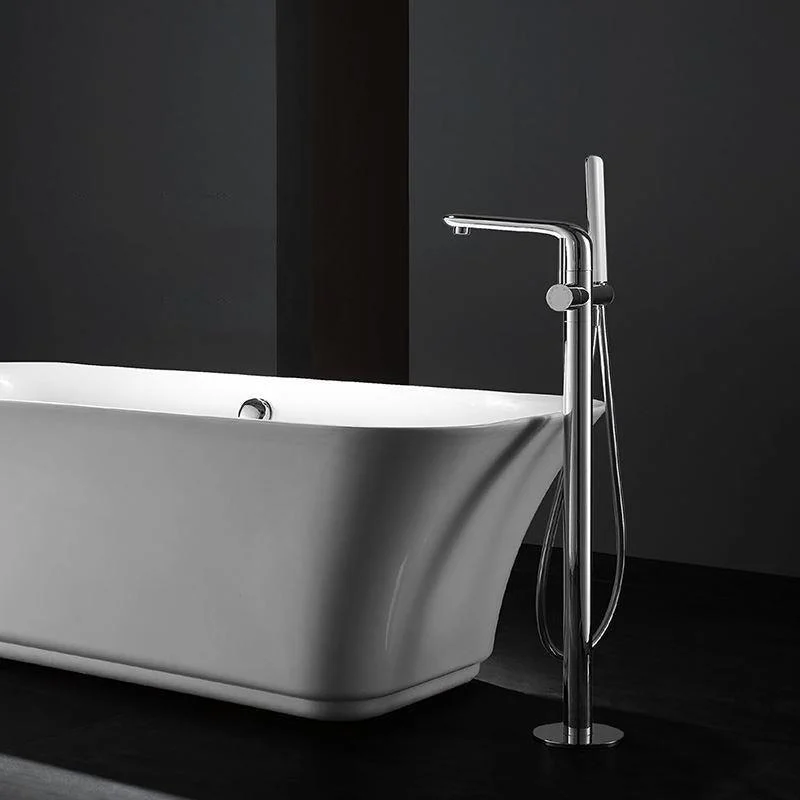 Modern Freestanding Tub Fillers Copper Floor Mounted with Handshower Bathtub Tap -Bathlova