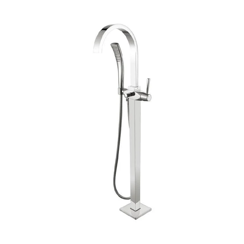 Modern Freestanding Tub Fillers Copper Floor Mounted with Handshower Bathtub Tap -Bathlova