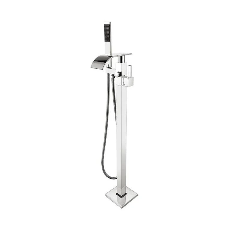 Modern Freestanding Tub Fillers Copper Floor Mounted with Handshower Bathtub Tap -Bathlova