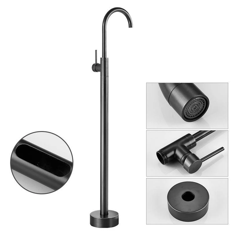 Modern Freestanding Tub Tap Copper Floor Mount Free Standing Tub Filler Tap -Bathlova