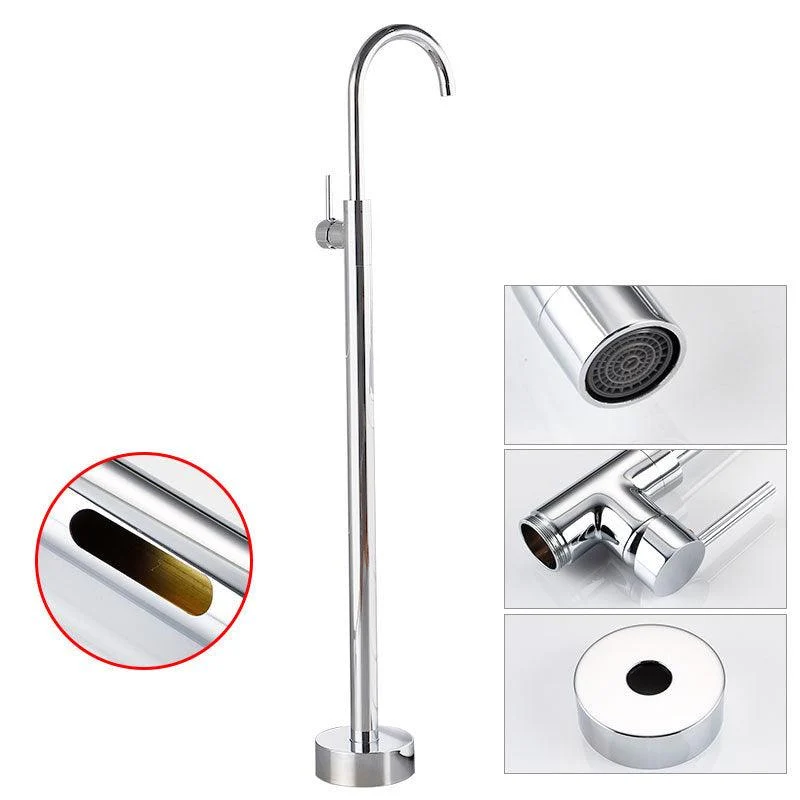 Modern Freestanding Tub Tap Copper Floor Mount Free Standing Tub Filler Tap -Bathlova