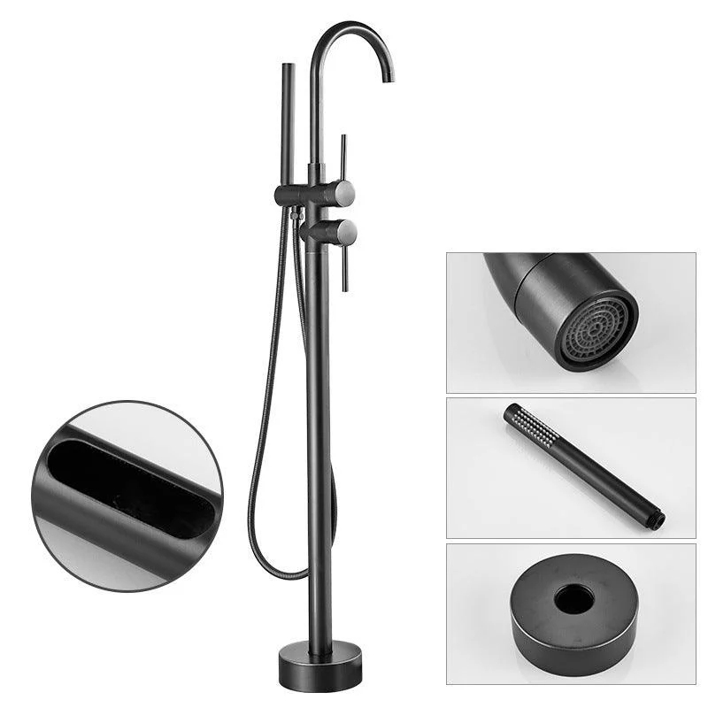 Modern Freestanding Tub Tap Copper Floor Mount Free Standing Tub Filler Tap -Bathlova