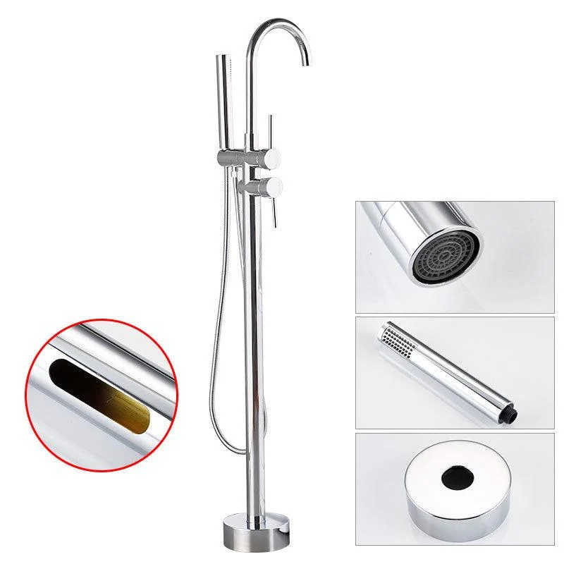 Modern Freestanding Tub Tap Copper Floor Mount Free Standing Tub Filler Tap -Bathlova