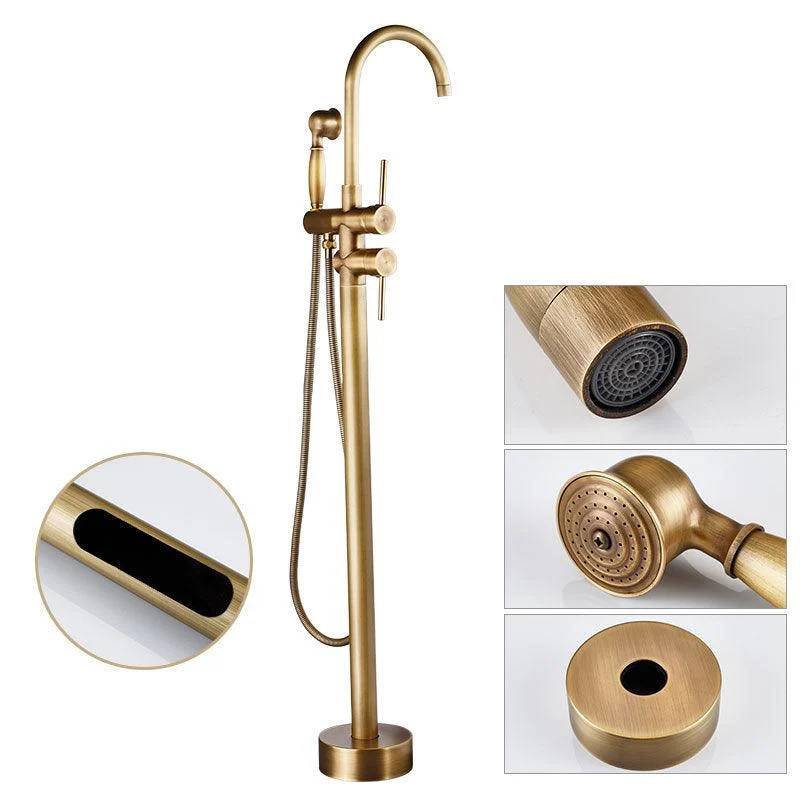 Modern Freestanding Tub Tap Copper Floor Mount Free Standing Tub Filler Tap -Bathlova