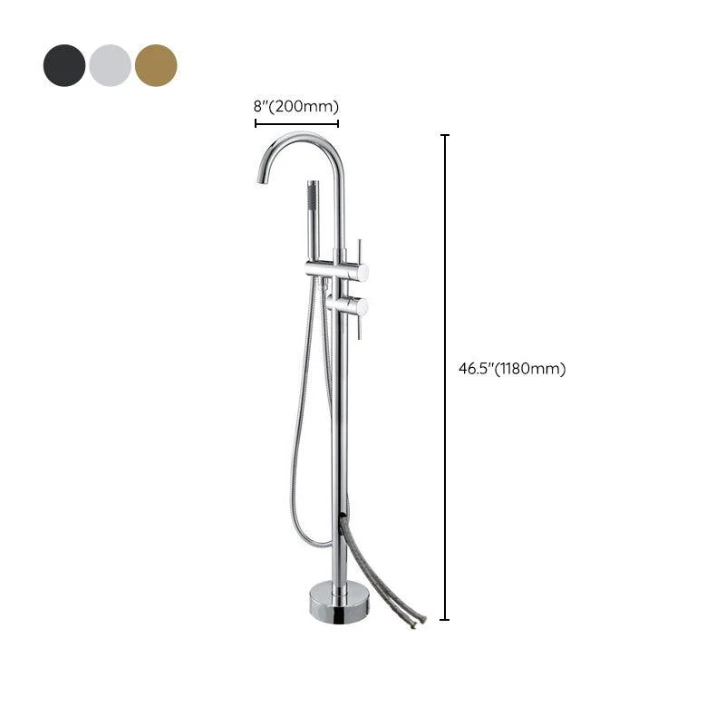 Modern Freestanding Tub Tap Copper Floor Mounted Two Handle Freestanding Bathtub Tap -Bathlova