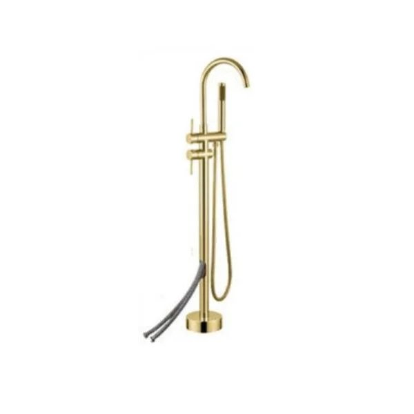 Modern Freestanding Tub Tap Copper Floor Mounted Two Handle Freestanding Bathtub Tap -Bathlova