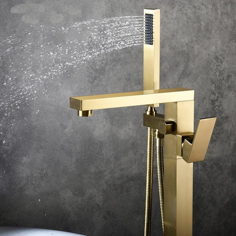 Modern Freestanding Tub Tap Copper One Handle Floor Mounted Freestanding Bathtub Tap -Bathlova