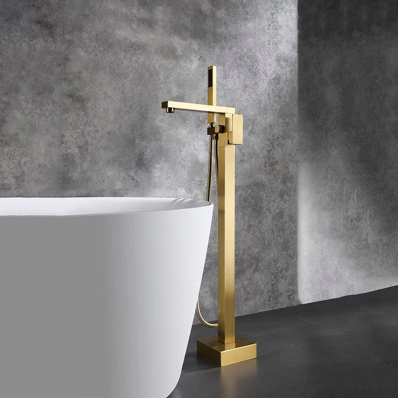 Modern Freestanding Tub Tap Copper One Handle Floor Mounted Freestanding Bathtub Tap -Bathlova