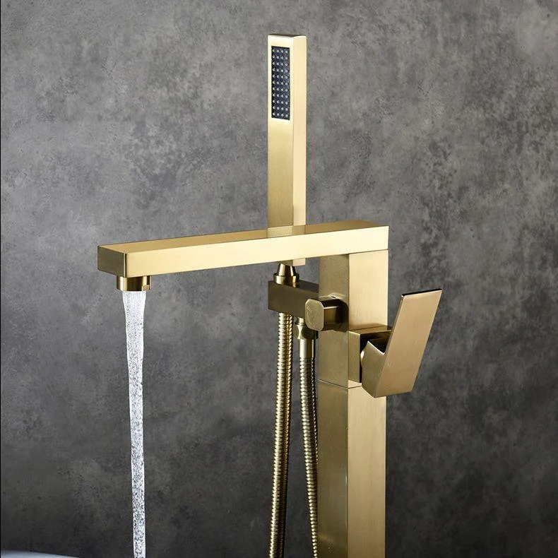 Modern Freestanding Tub Tap Copper One Handle Floor Mounted Freestanding Bathtub Tap -Bathlova