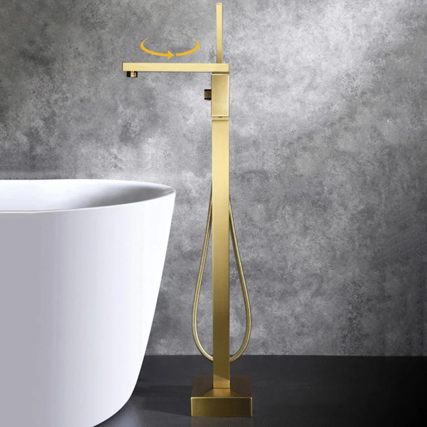 Modern Freestanding Tub Tap Copper One Handle Floor Mounted Freestanding Bathtub Tap -Bathlova