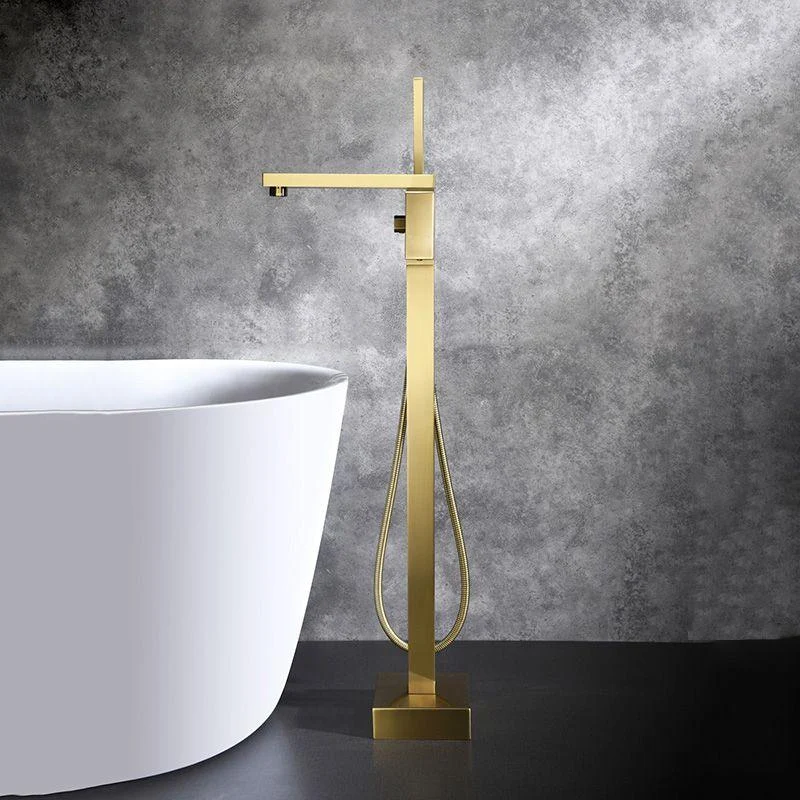 Modern Freestanding Tub Tap Copper One Handle Floor Mounted Freestanding Bathtub Tap -Bathlova