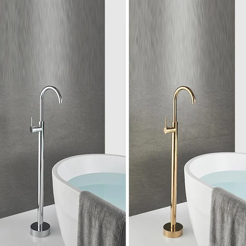 Modern Freestanding Tub Tap Floor Mounted Lever Freestanding Tub Filler Trim -Bathlova