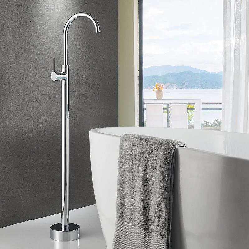 Modern Freestanding Tub Tap Floor Mounted Lever Freestanding Tub Filler Trim -Bathlova