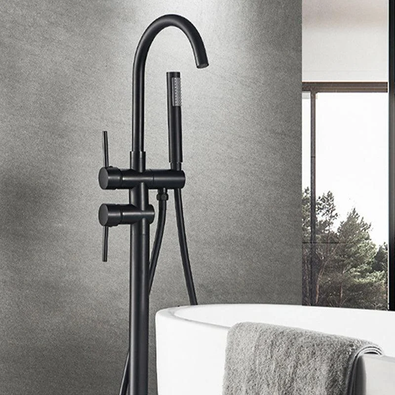 Modern Freestanding Tub Tap Floor Mounted Lever Freestanding Tub Filler Trim -Bathlova