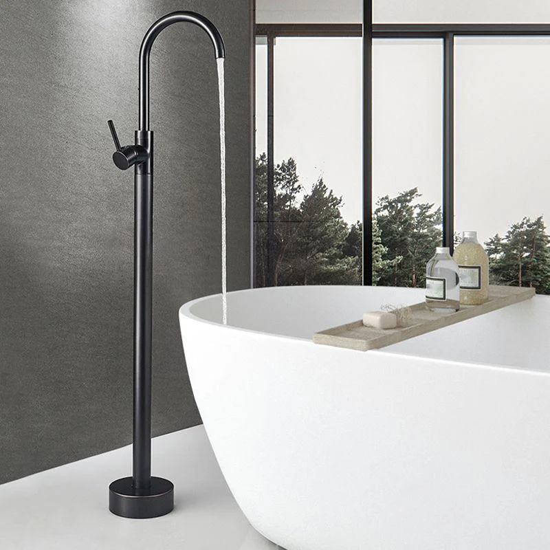 Modern Freestanding Tub Tap Floor Mounted Lever Freestanding Tub Filler Trim -Bathlova