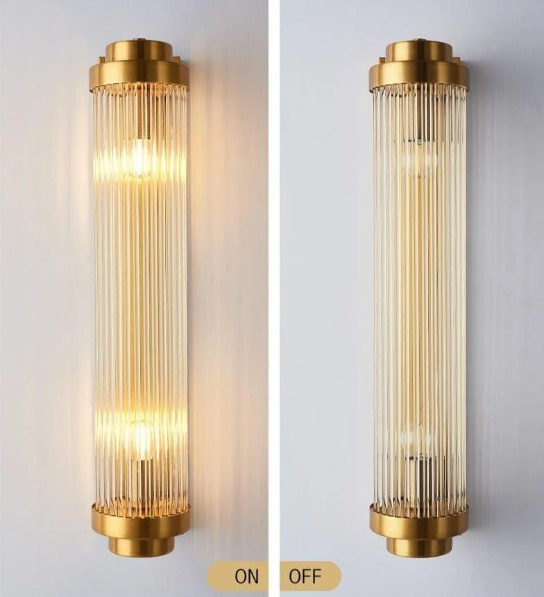 Modern Glass Column Wall Sconce -Bathlova