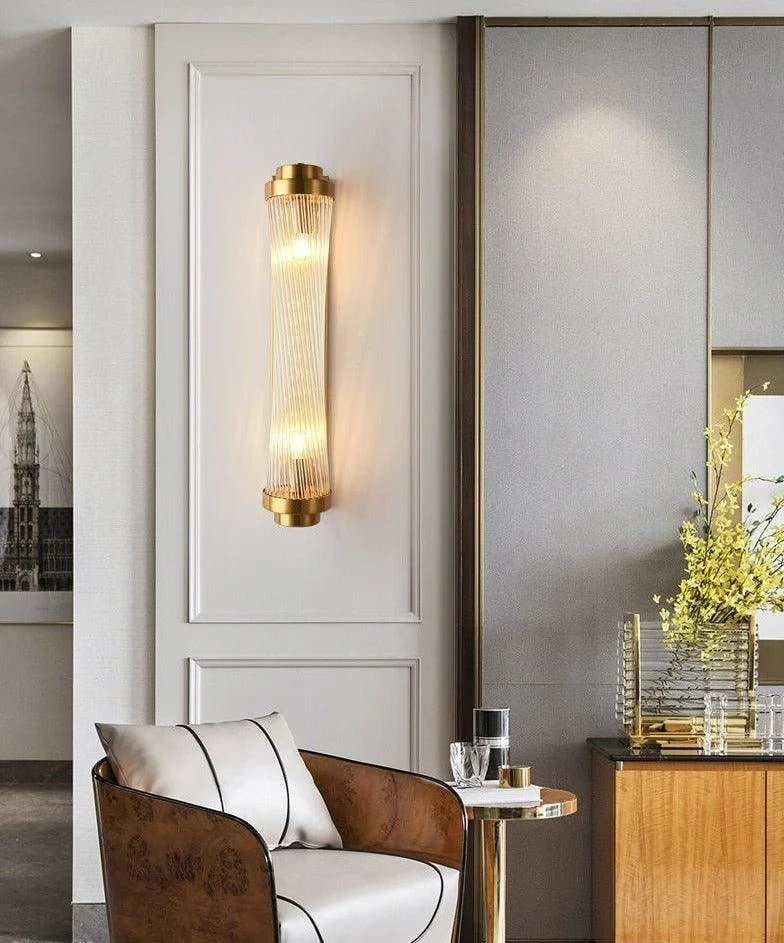 Modern Glass Column Wall Sconce -Bathlova