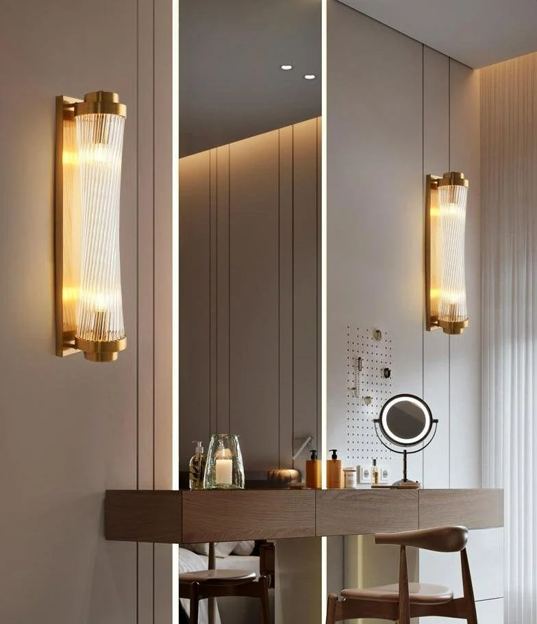 Modern Glass Column Wall Sconce -Bathlova