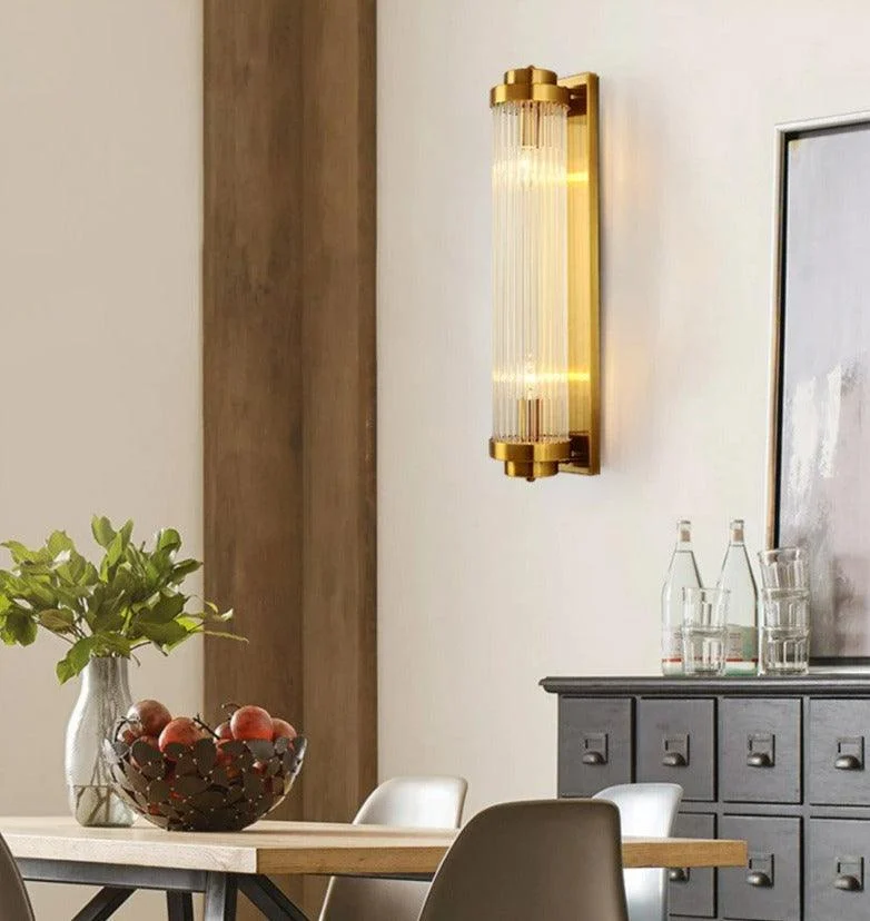 Modern Glass Column Wall Sconce -Bathlova