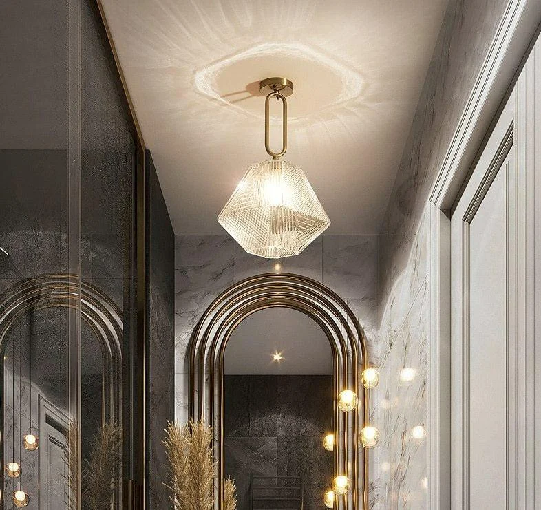 Modern Glass Crystal Ceiling Light -Bathlova